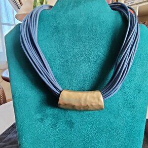 St. Thomas Multi-Strands Hammered Metal Collar Statement Necklace Artisan Boho